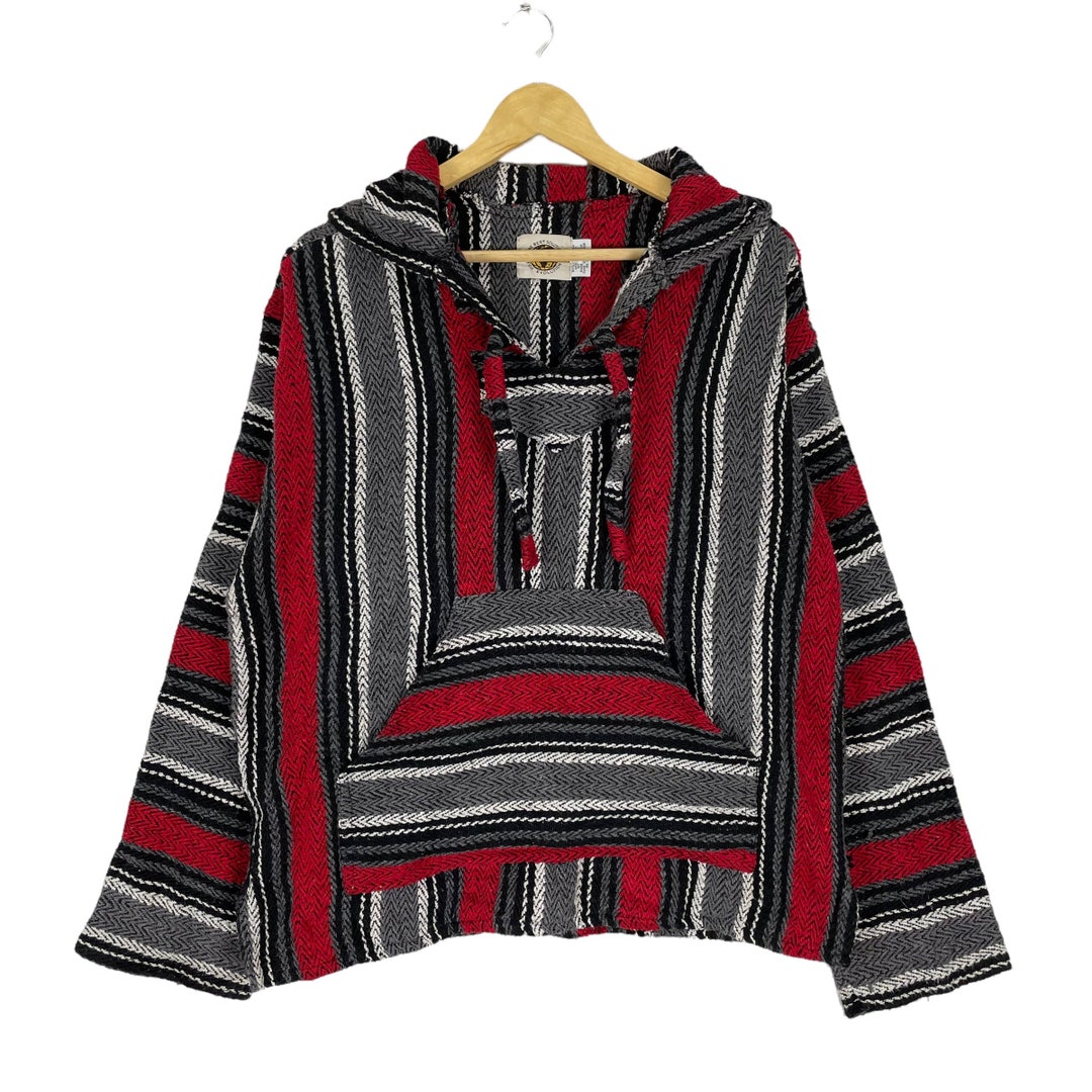 Mexican Baja Hoodie Sweatshirt Jumper Striped Jacket Sweater - Etsy