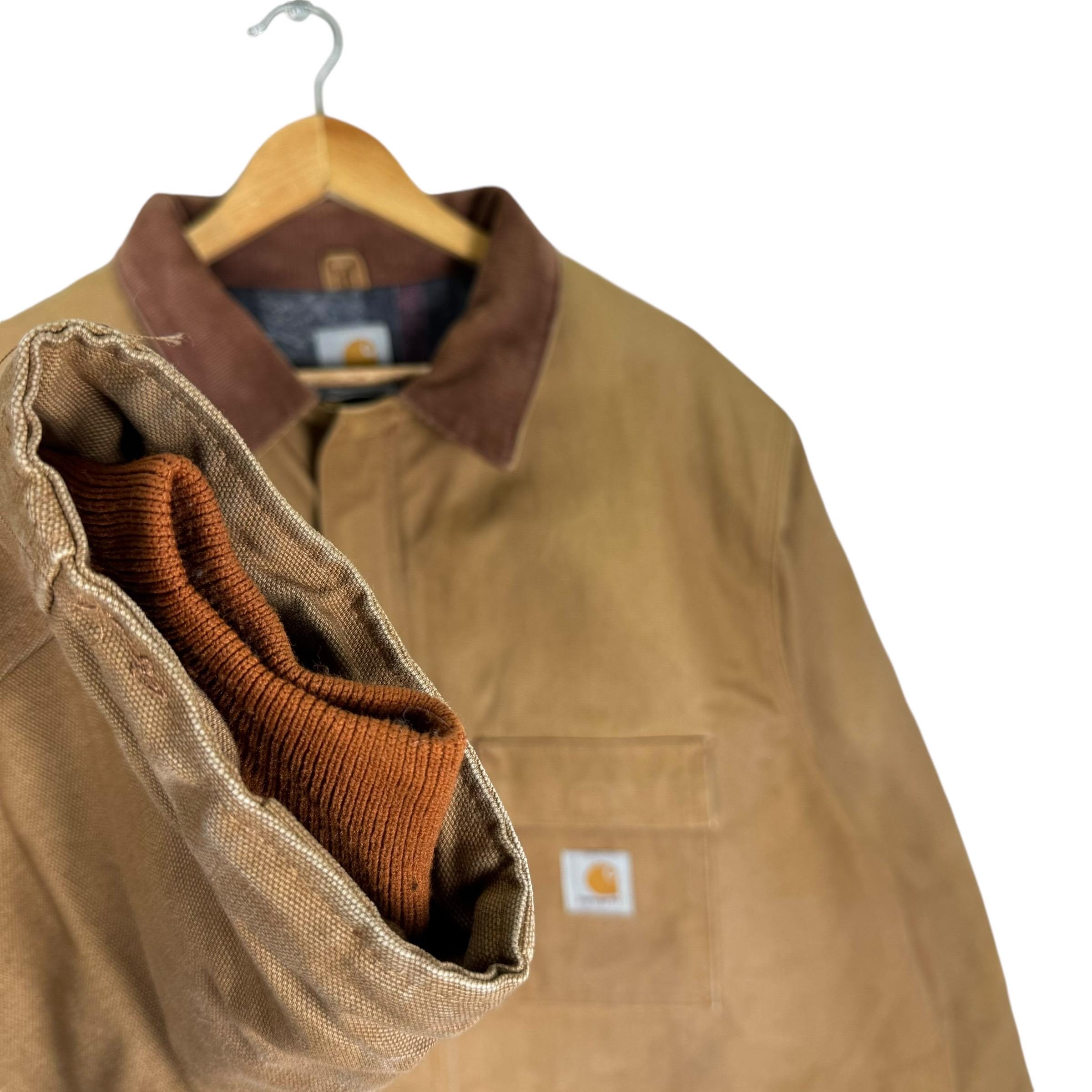 Vintage 90s CARHARTT Chore Duck Camvas Jacket Workwear Jeans Brown