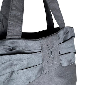 Vintage Yves Saint Laurent Parfums Tote Bag - YSL Black Canvas Shopper
