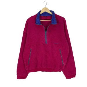 Vintage 90s Montbell Fleece Polartec Half Zip Sweatshirt Pink Colour Outdoor Mountain Size Large
