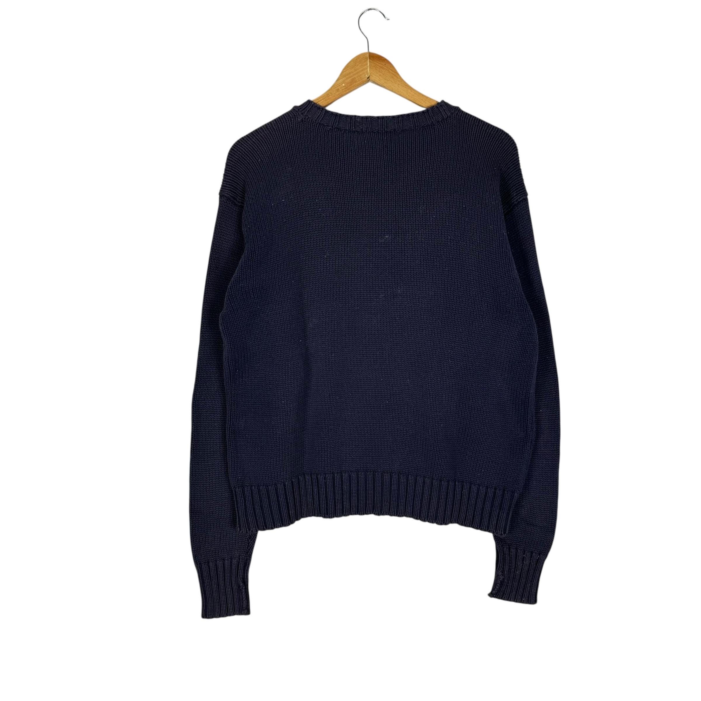 Vintage 90s Polo Ralph Lauren Bear Knitwear Hand Knit Sweater Navy 