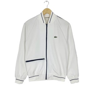 LACOSTE Track Top Zipper Jacket Streetwear Clothing White Colour Size Medium
