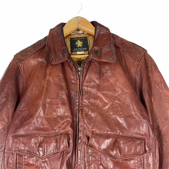 Vintage GOLDEN BEAR A2 Military Horse Leather Jacket Dark Vintage GOLDEN BEAR A2 Military Horse Leather Jacket Dark