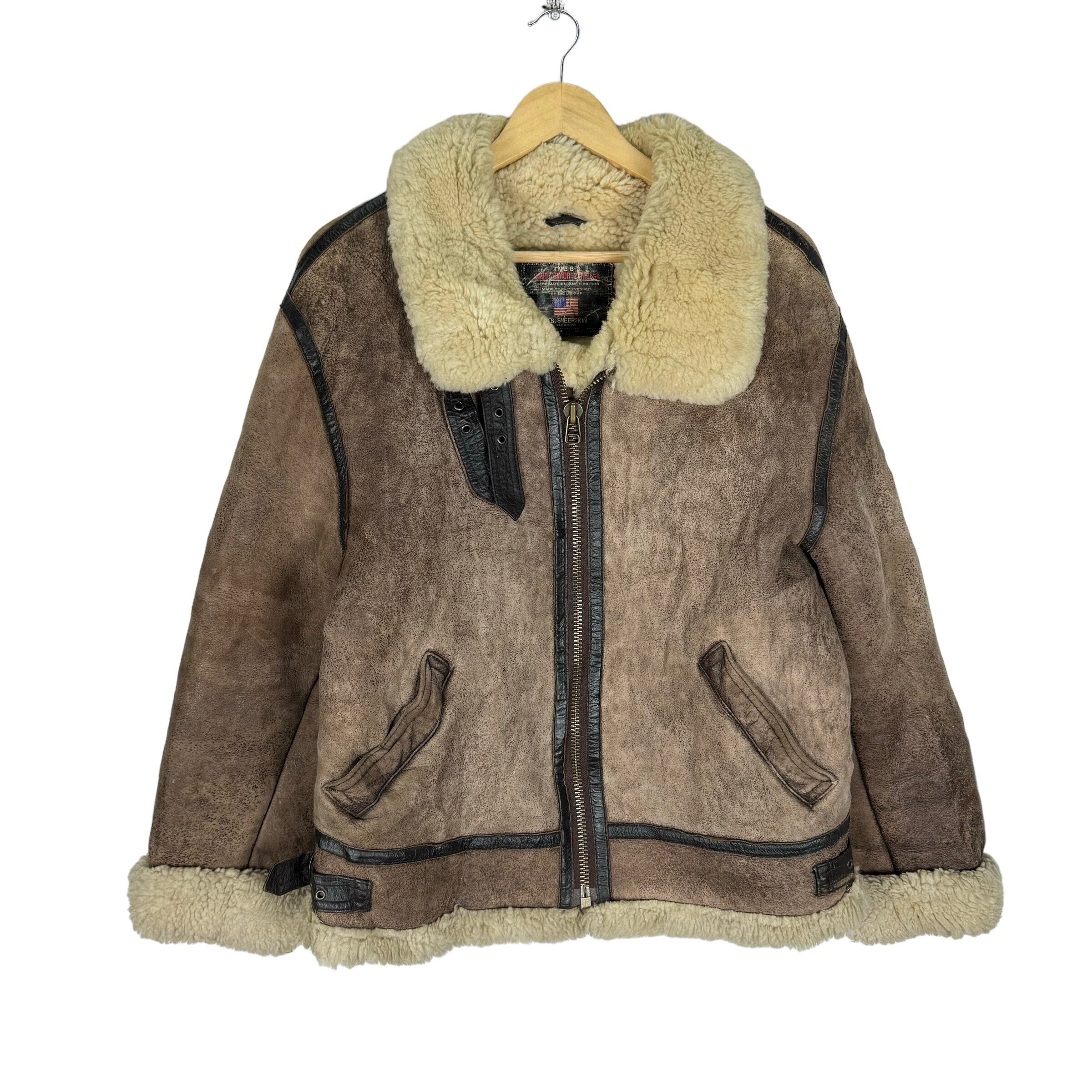 Vintage 90s US Sheepskin B3 Bomber Jacket: Leather Flight Coat