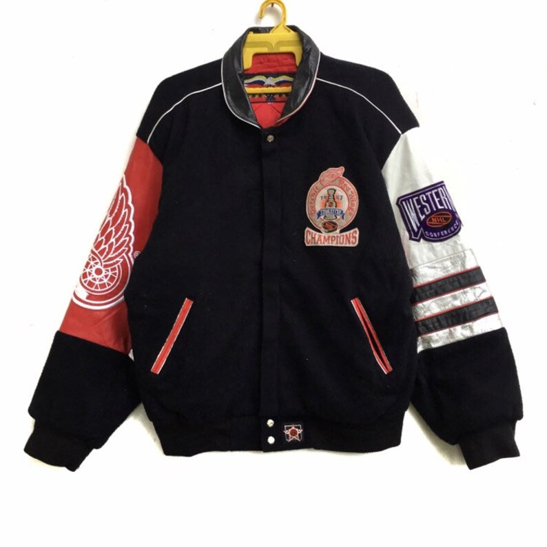 Vintage 90s Jeff Hamilton Jacket Leather Zipper Detroit Red | Etsy