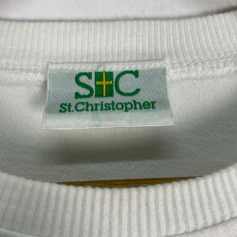 Vintage 90s St Christopher Sweatshirt Tennis Club Team Sportswear Clothing Crewneck Pullover White Colour Size Large image 6