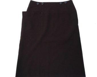 Yohji Yamamoto Wool Mini Skirt - Dark Brown Designer Fashion