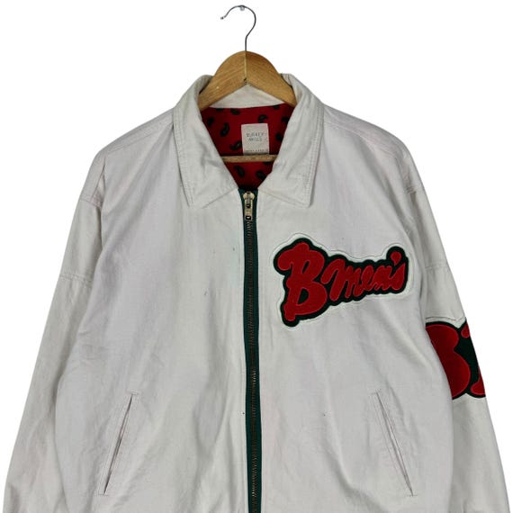 Vintage 90s Burkey Mills Champs Varsity Jacket Paisley White Colour Size Medium View 4