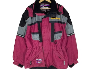 Vintage 90s Ellesse Ski Jacket: Vertical Dive Racing Hoodie, Multi