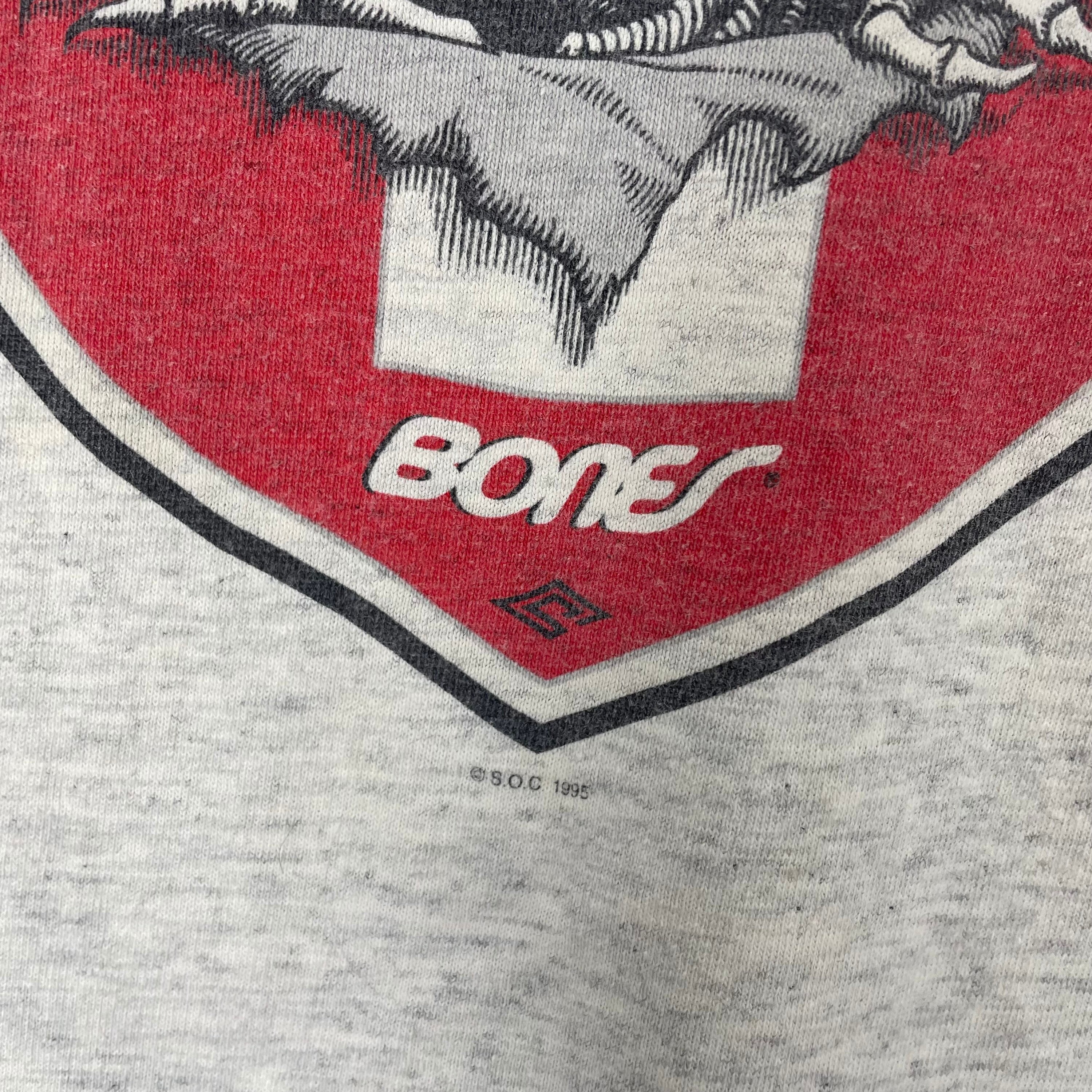 Vintage 90s Bones Skateboard 1995 Skeleton Long Sleeve Skate Grey 