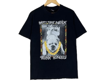 Vintage Stussy Honolulu Bulldog T-Shirt, Streetwear Graphic Tee (Size M)