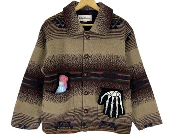 Vintage 1990s Woolrich Aztec Pattern Wool Shell Jacket / Vintage