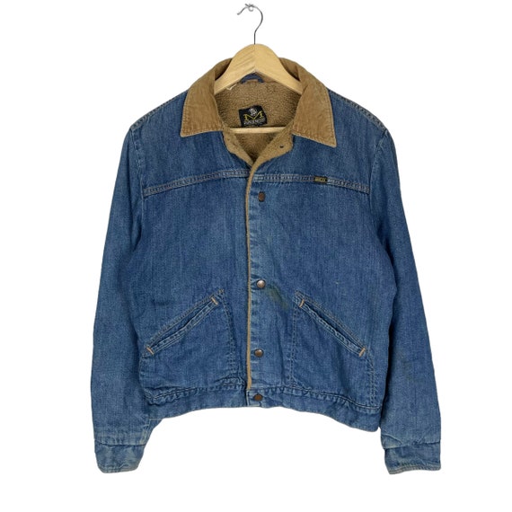 Vintage 70s Maverick Blue Bell Sherpa Corduroy Collar Snap