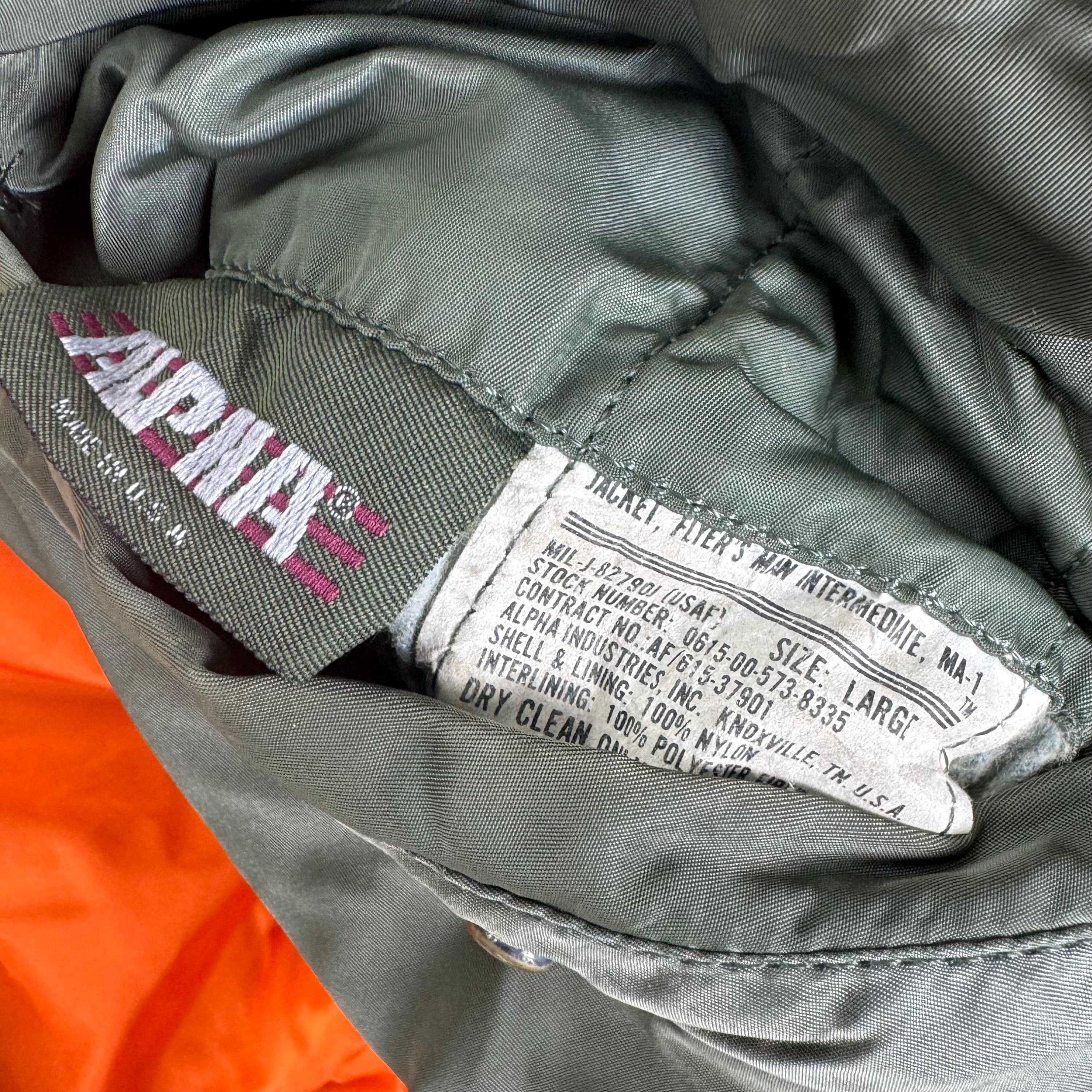 ALPHA INDUSTRIES Flight MA-1 Bomber Jacket Reversible Green Flyers