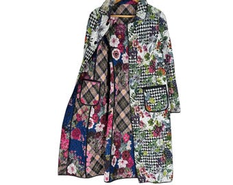 Rare Vintage Souhait Made in Italy Quilted Reversible Outerwear Long Jacket Size 40