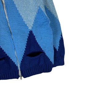 Vintage 70s Wool Cowichan Cardigan: Diamond Pattern Knit Ski Sweater image 4