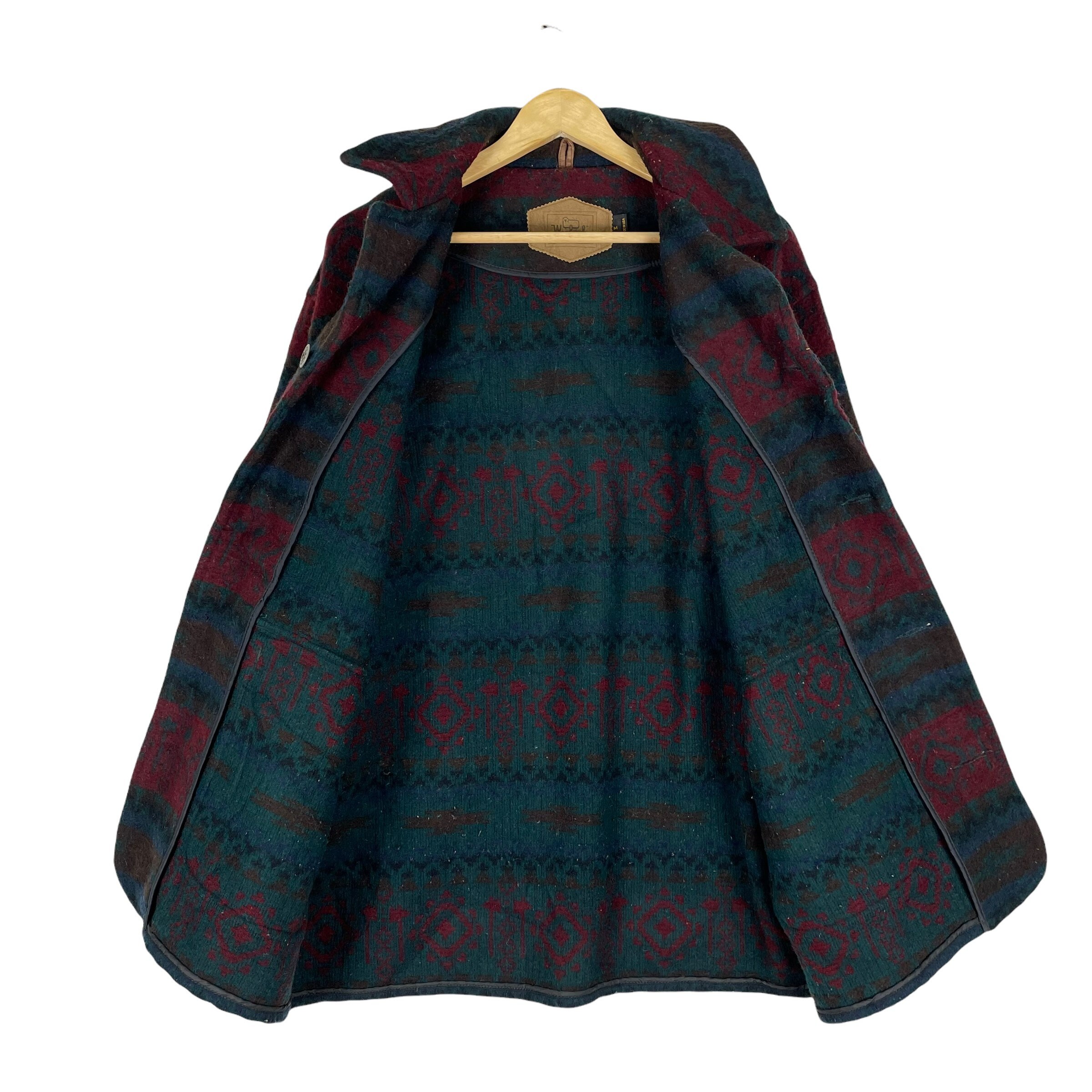 Vintage 90s Woolrich Aztec Wool Light Zipper Jacket Native