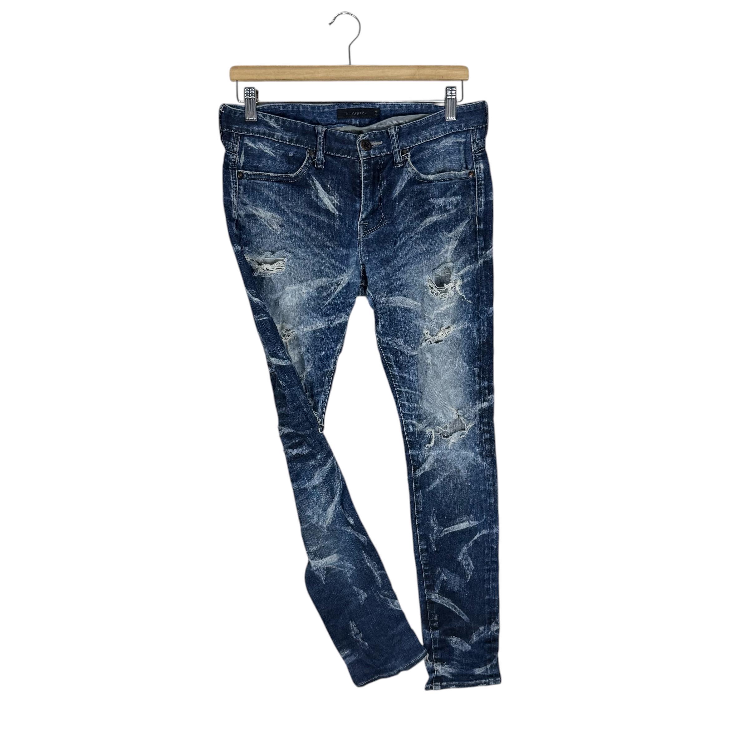 パンツ rare CIVARIZE Coated Whiskered Denim Civarize Distressed Slim Fit Jeans | Japanese Streetwear Denim