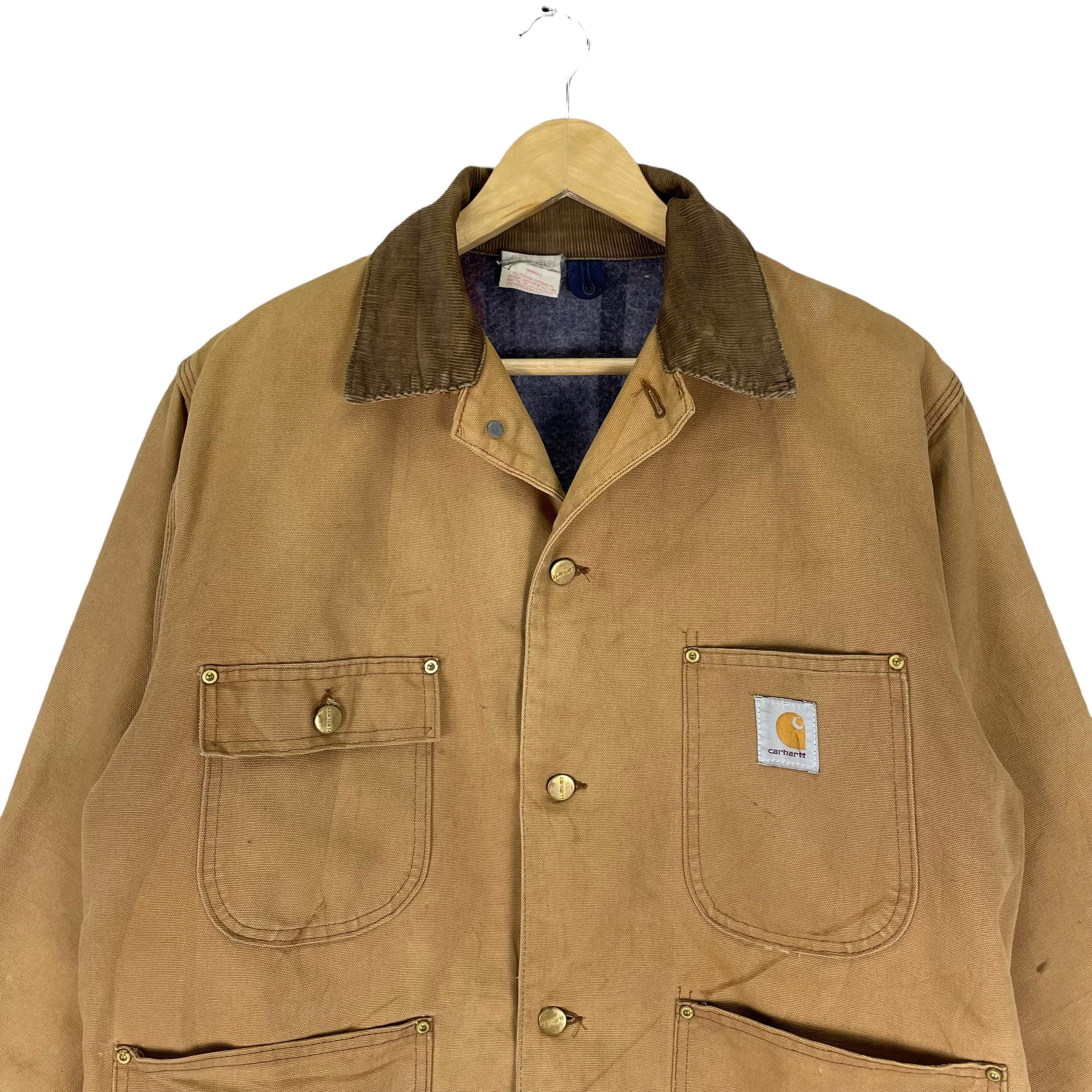 Vintage 90s Carhartt Chore Duck Canvas Jacket Workwear Brown