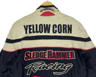 Vintage 90s Yellow Corn NHRA Bikers Sledge Hammer Racing Team