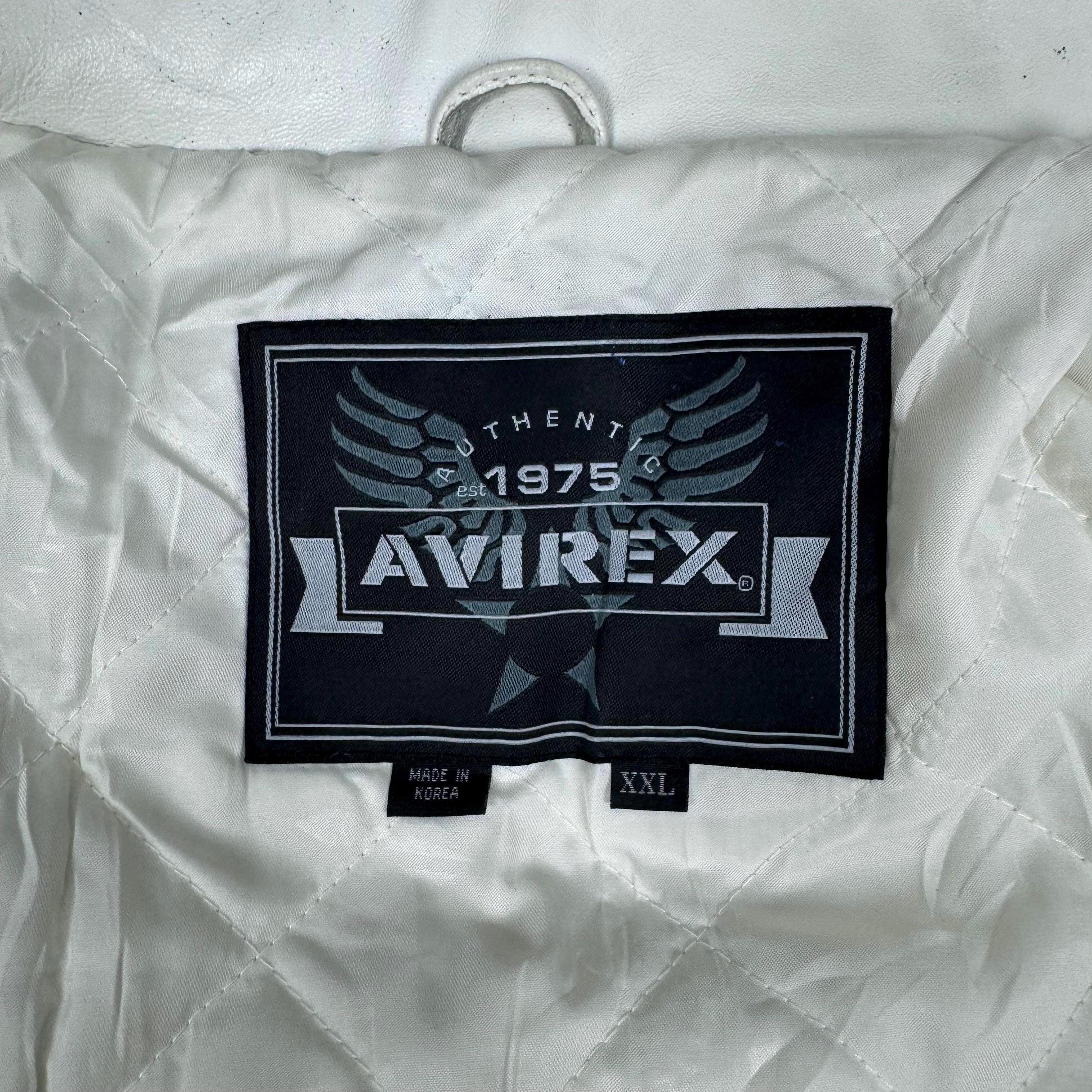 90s AVIREX Road Dogz Varsity Leather Jacket White Colour Size 