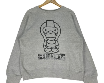 Sudadera Baby Milo Bape General Sweater, marca japonesa de moda, cuello redondo, talla mediana.