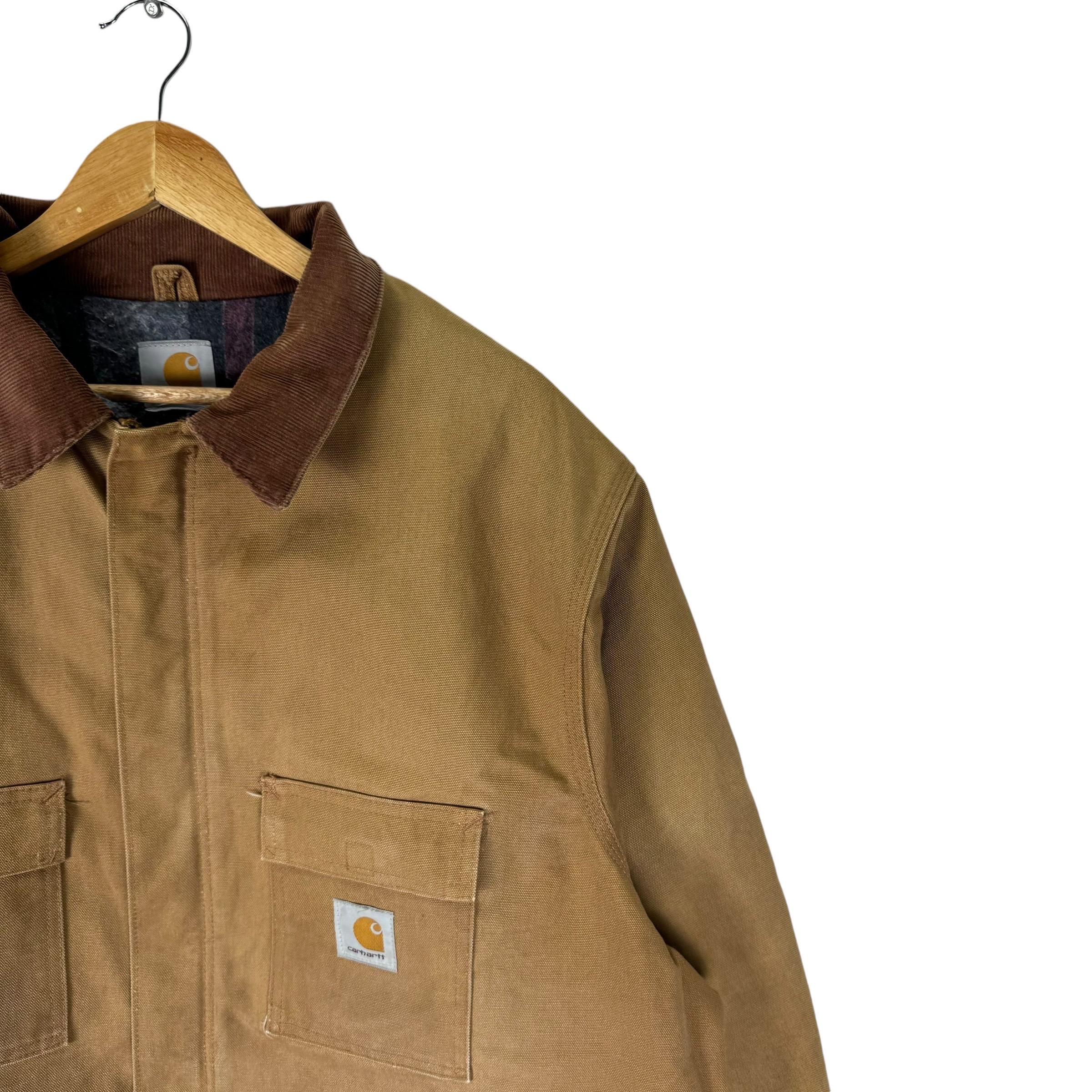 Vintage 90s CARHARTT Chore Duck Camvas Jacket Workwear Jeans Brown