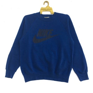 Vintage 90s NIKE Sweatshirt Swoosh Big Logo Blue Colour Crewneck Sportswear Hip Hop Sweater Clothing Size Large