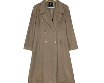 Ermenegildo Zegna Wool Long Trench Coat Jacket Double Breasted Button Brown Colour Size Medium