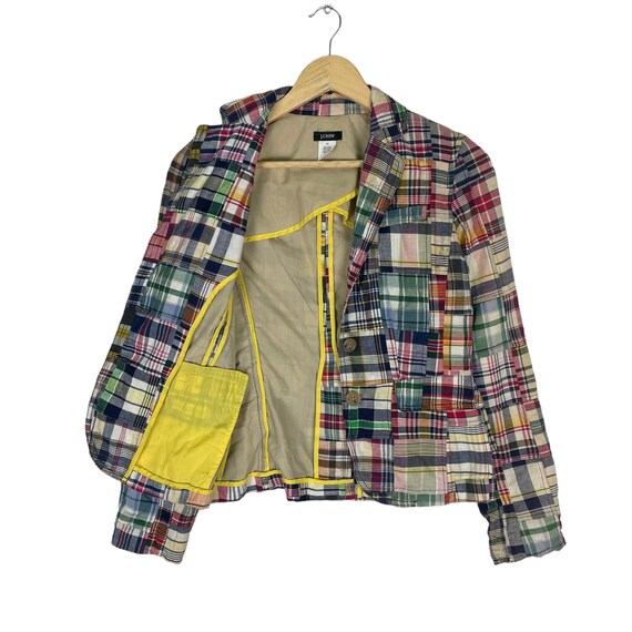 90s J Crew Patchwork Blazer Coat Jacket Multicolo… - image 7
