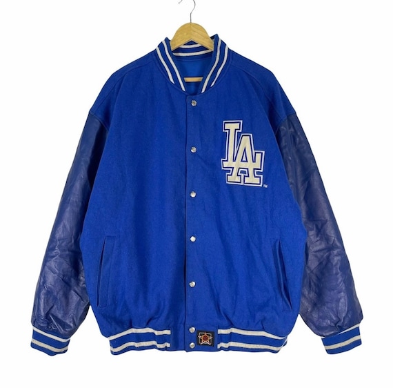 Vintage 90s LA Dodgers Jeff Hamilton JH Leather Varsity Jacket MLB