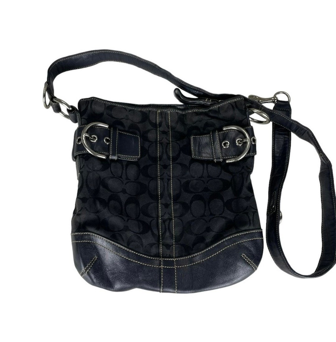 バッグ COACH Hand Bag Lather Black One Shoulder Genuine COACH Black Leather Shoulder Bag - Great Condition