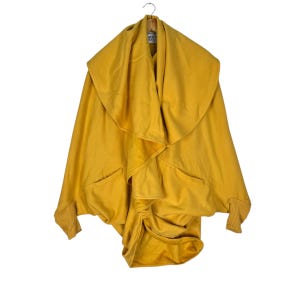 Vintage 90s Norma Kamali Asymmetric Cardigan Yellow Colour Fashion Designer Size Medium