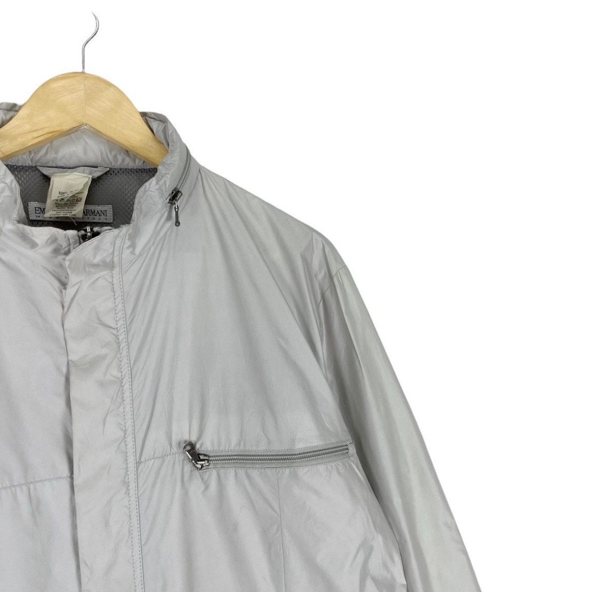 90s EMPORIO ARMANI Rayon Long Coat Jacket Grey Colour Size Medium