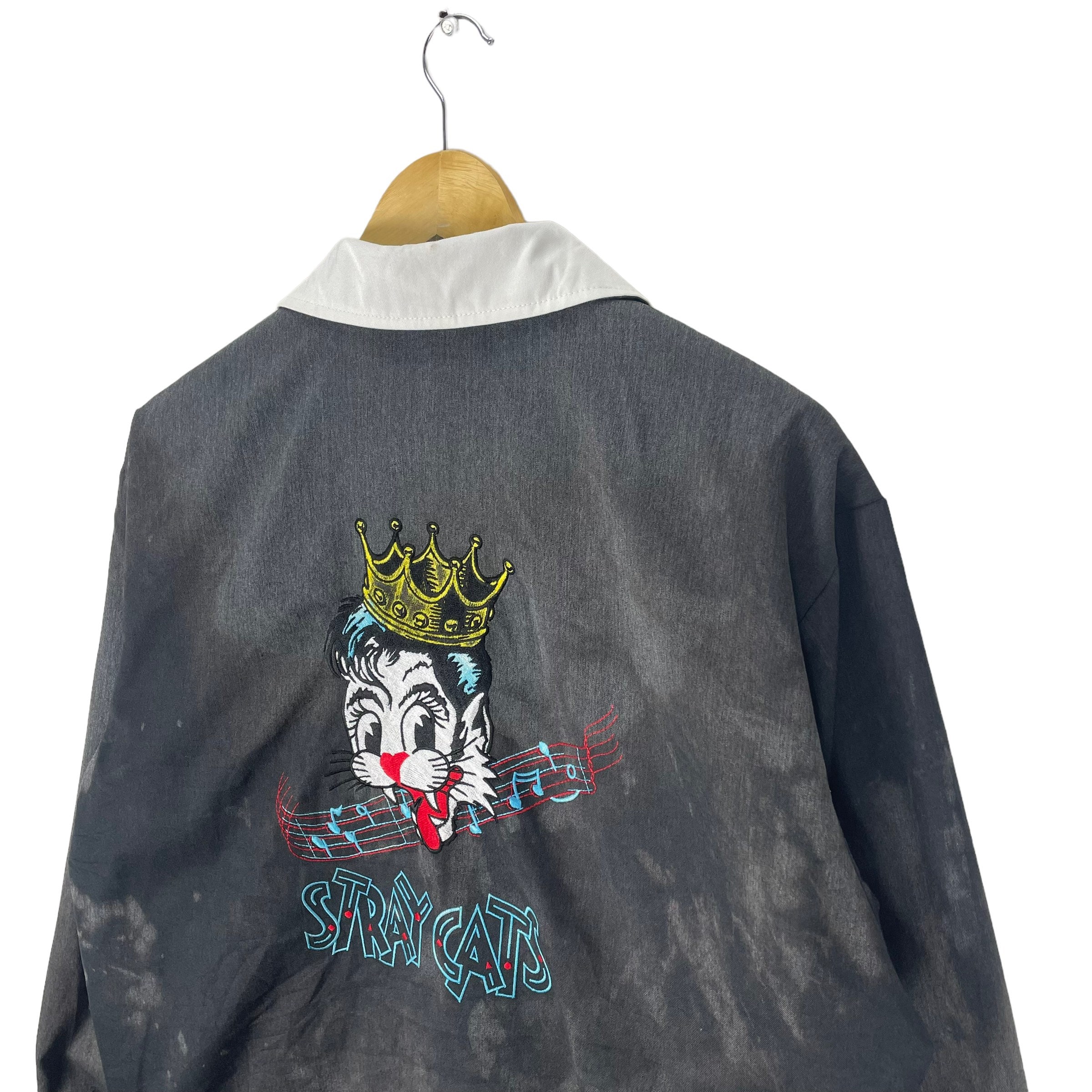 90s Stray Cats Acid Wash Zipper Jacket - Rockabilly Rock N Roll