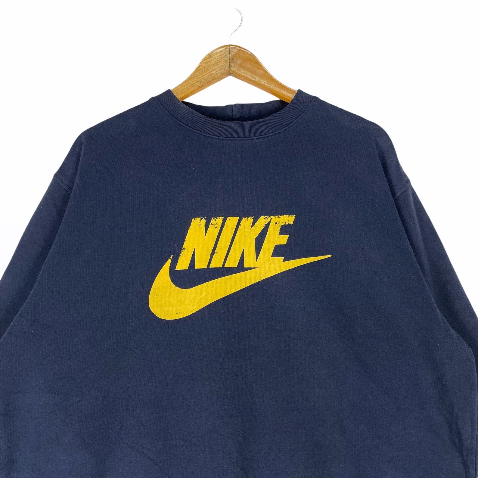 Nike Swoosh Sweatshirt Big Logo Navy Blue Colour Streetwear - Etsy UK