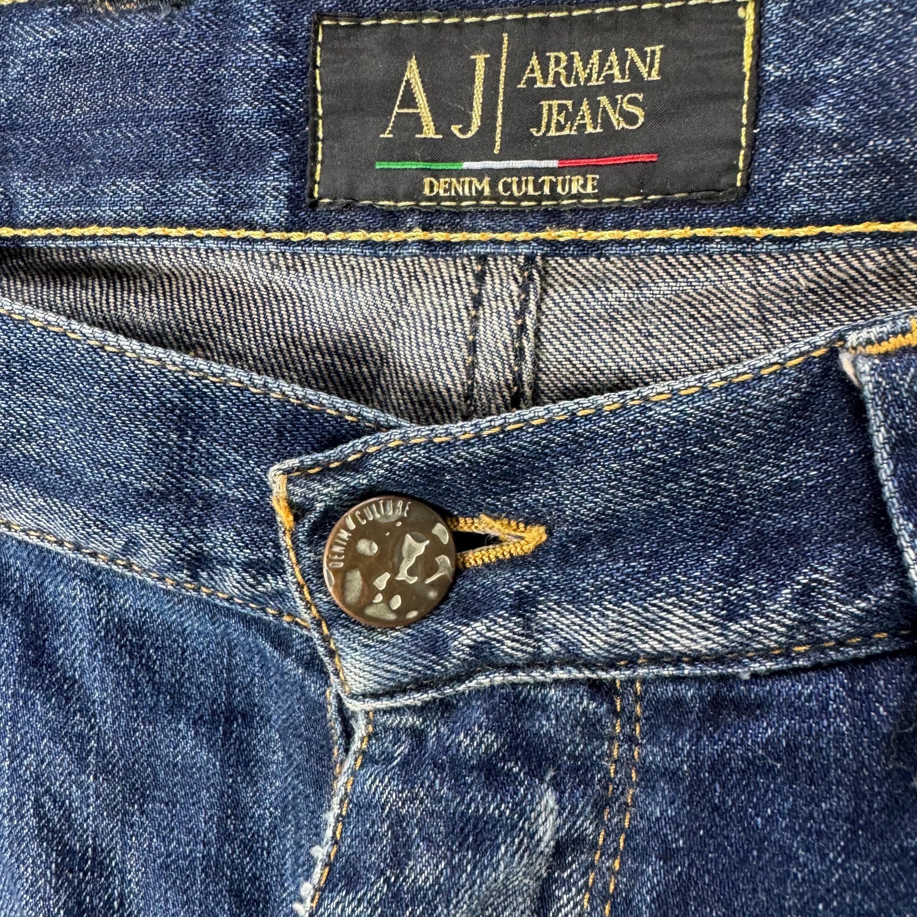 【極美品】GIORGIO ARMANI デニム GAロゴ イーグル インディゴ Giorgio Armani Culture Denim Italy Jeans Denim Distressed Blue