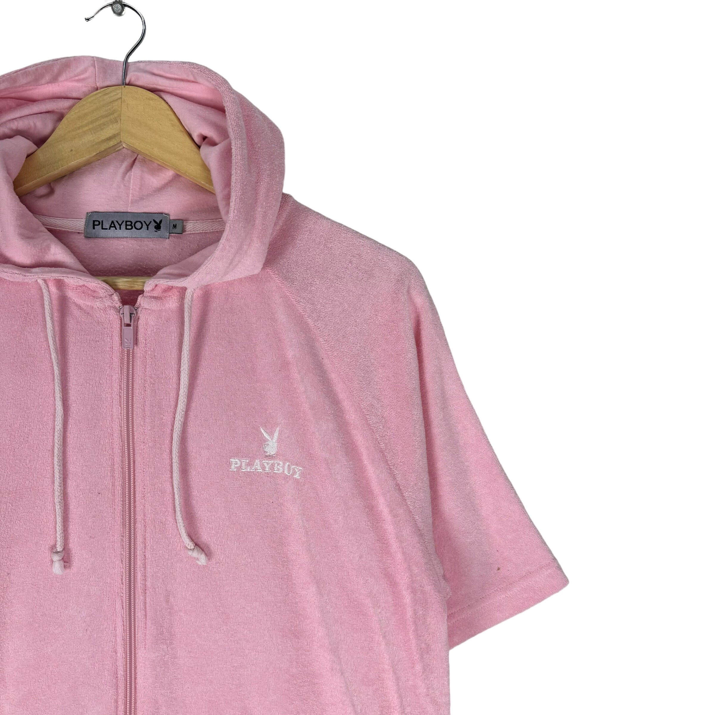PLAYBOY Hoodie Short Sleeve Sweatshirt Big Bunny Pink Colour Sweater Size Large Etsy