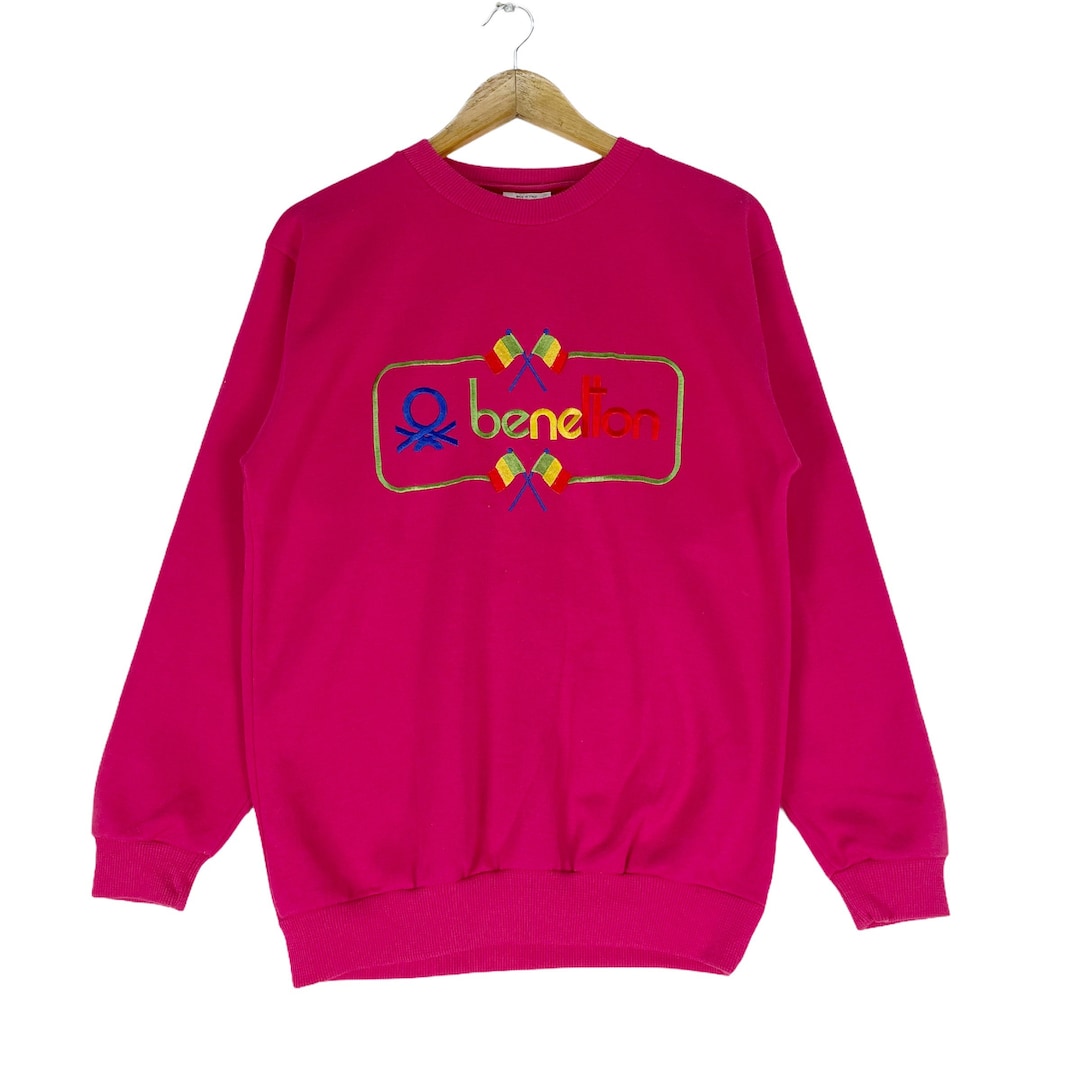 Vintage 90s BENETTON Sweatshirt United Colors of Benetton Racing Multi Color Box Style Pink Colour Sweater Crewneck Etsy Canada