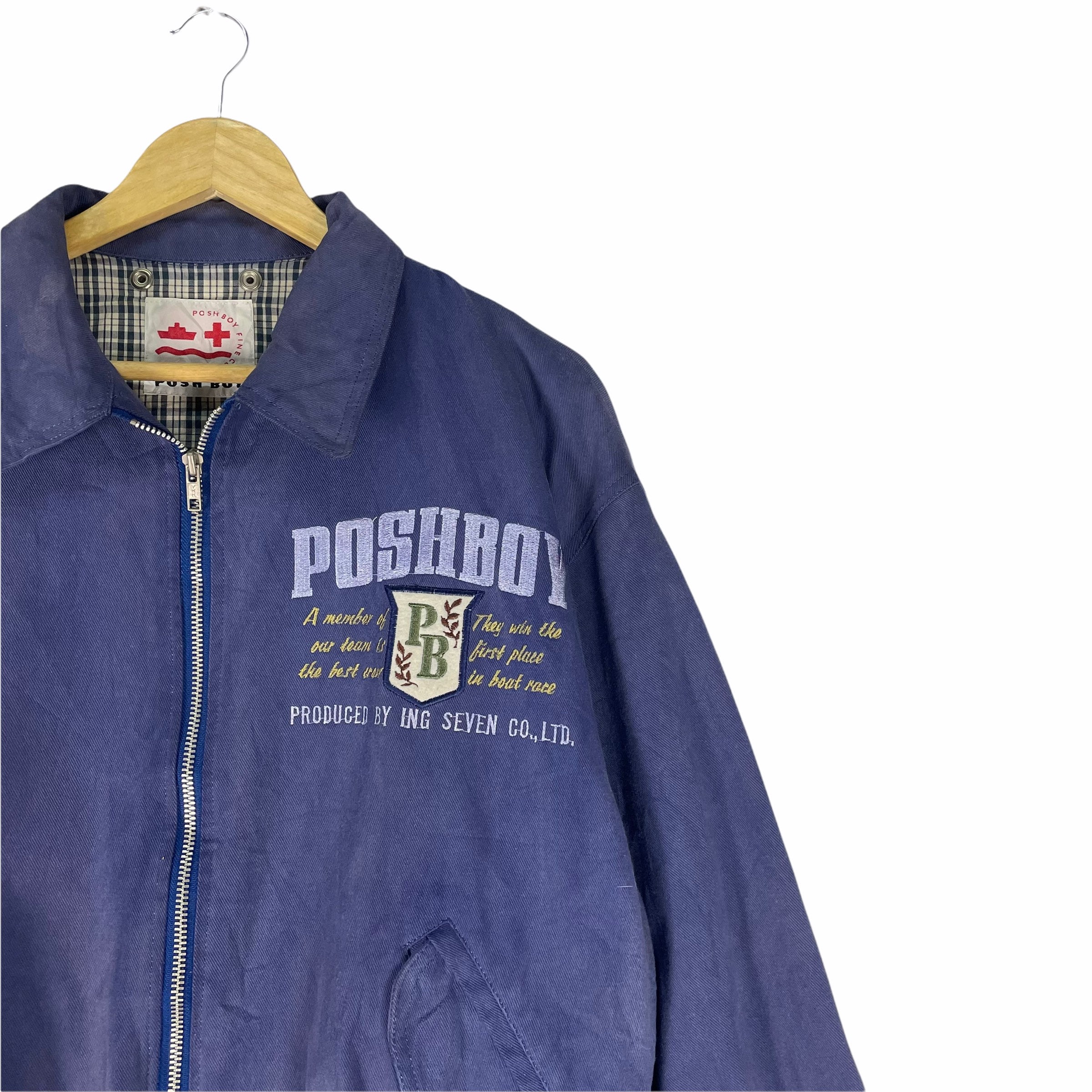 POSH BOY Varsity Patch Bomber Zipper Jacket Embroidered