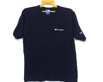 Vintage 90s Champion Tshirt | Champion Spell Out Dark Blue Shortsleeve Tshirt Made In Usa Size Medium