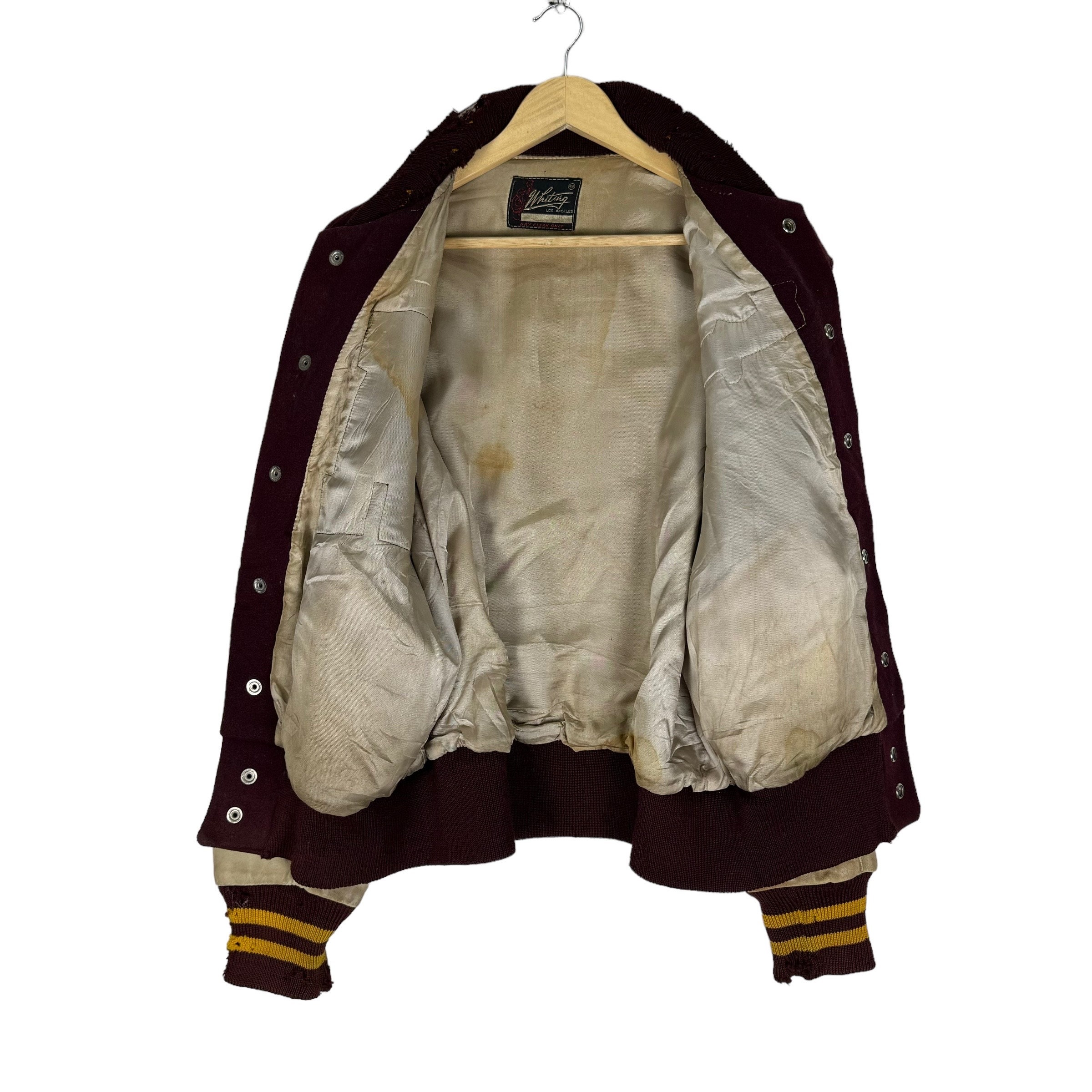 Vintage 60s Whiting Capital A Trojan Varsity Leather Jacket 