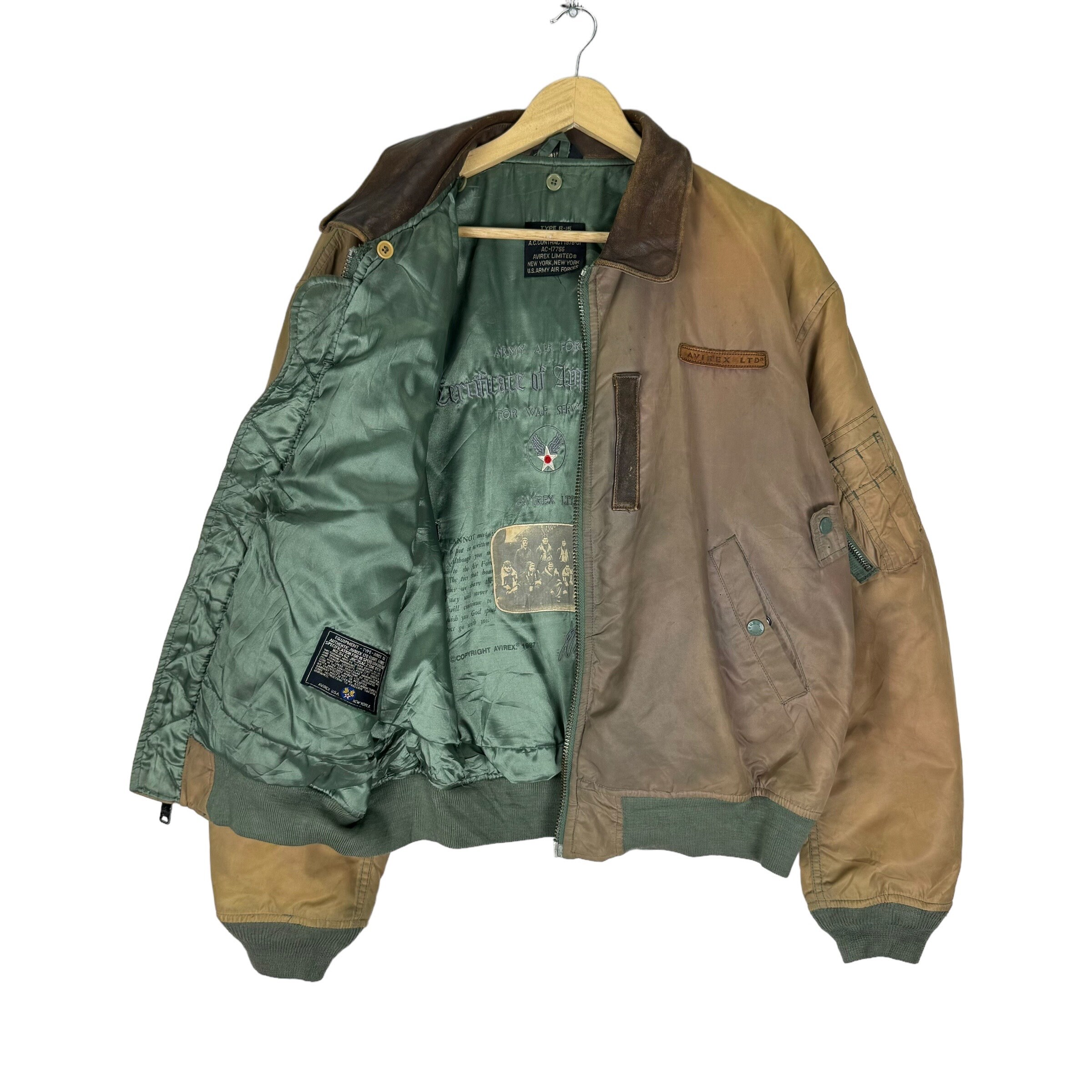 ジャケット・アウター AVIREX B-15 Vintage AVIREX B-15 Bomber Jacket - Leather Collar, Nylon