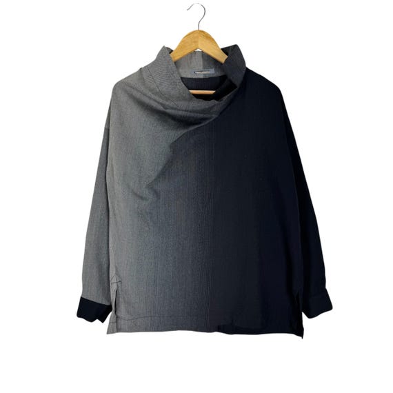 Issey Miyake, Vintage 80s Issey Miyake Archival Drake Neck Jacket : Two Tone Colour - Size (M)