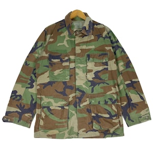 Vintage 90s Army Camo Military Light Jacket Uniform Camouflage Size Medium