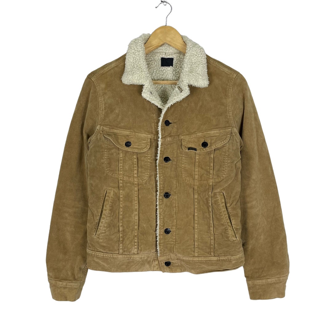 Vintage 90s LEE Sherpa Corduroy Trucker Button Jacket Brown Colour