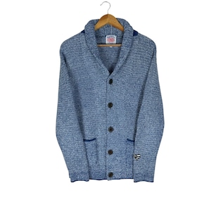 Vintage 90s J Press Shaggy Dog Knitwear Cardigan Jacket Blue Colour Designer Size Large