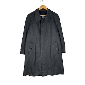 Vintage 90s Burberrys England Herringbone  Overcoat Jacket Derk Grey Colour Size Large