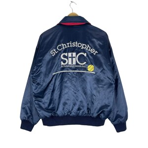 Vintage 90s St Christopher Tennis Club Reversible Team Sportswear Clothing Jacket Navy Blue Colour Size Large