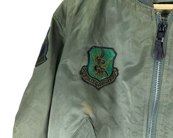 希少70s頃★ USA製 ALPHA MA-1 MEDIUM　D416 Alpha industries Bomber Flight Jacket MA1 USAF Big Logo